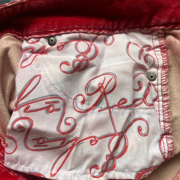Women's velvet red corduroy flared ecko Jeans - Picture 5 of 7